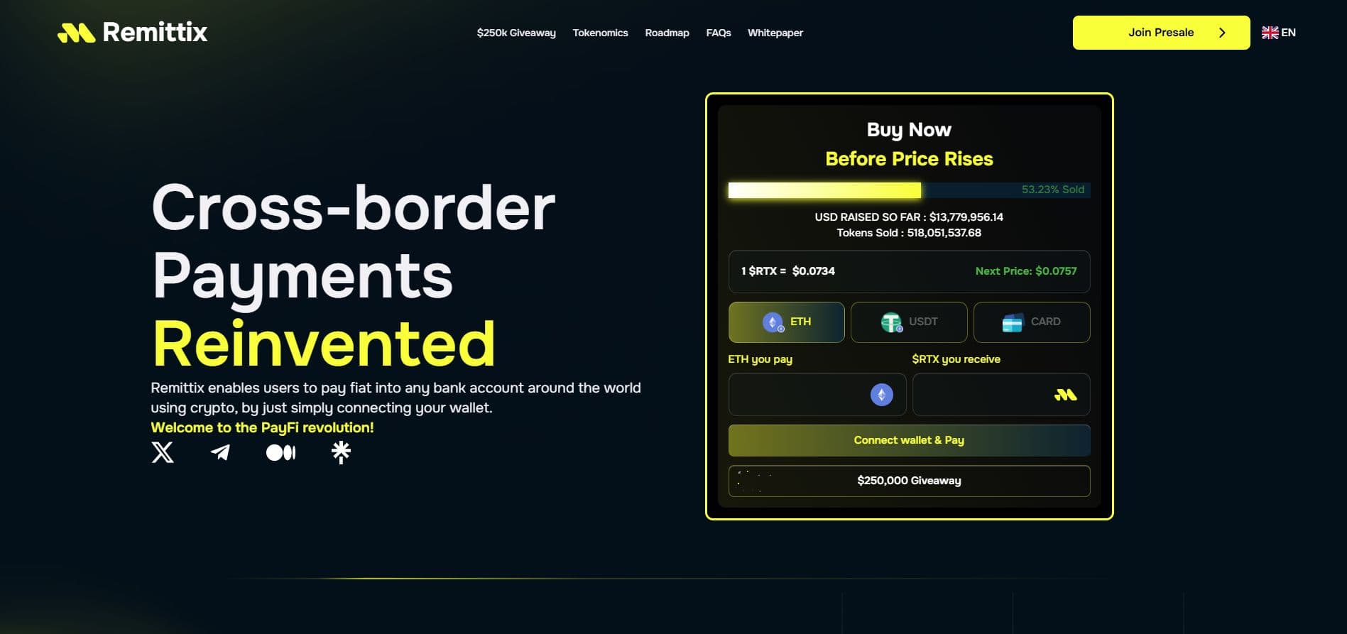 Remittix user interface